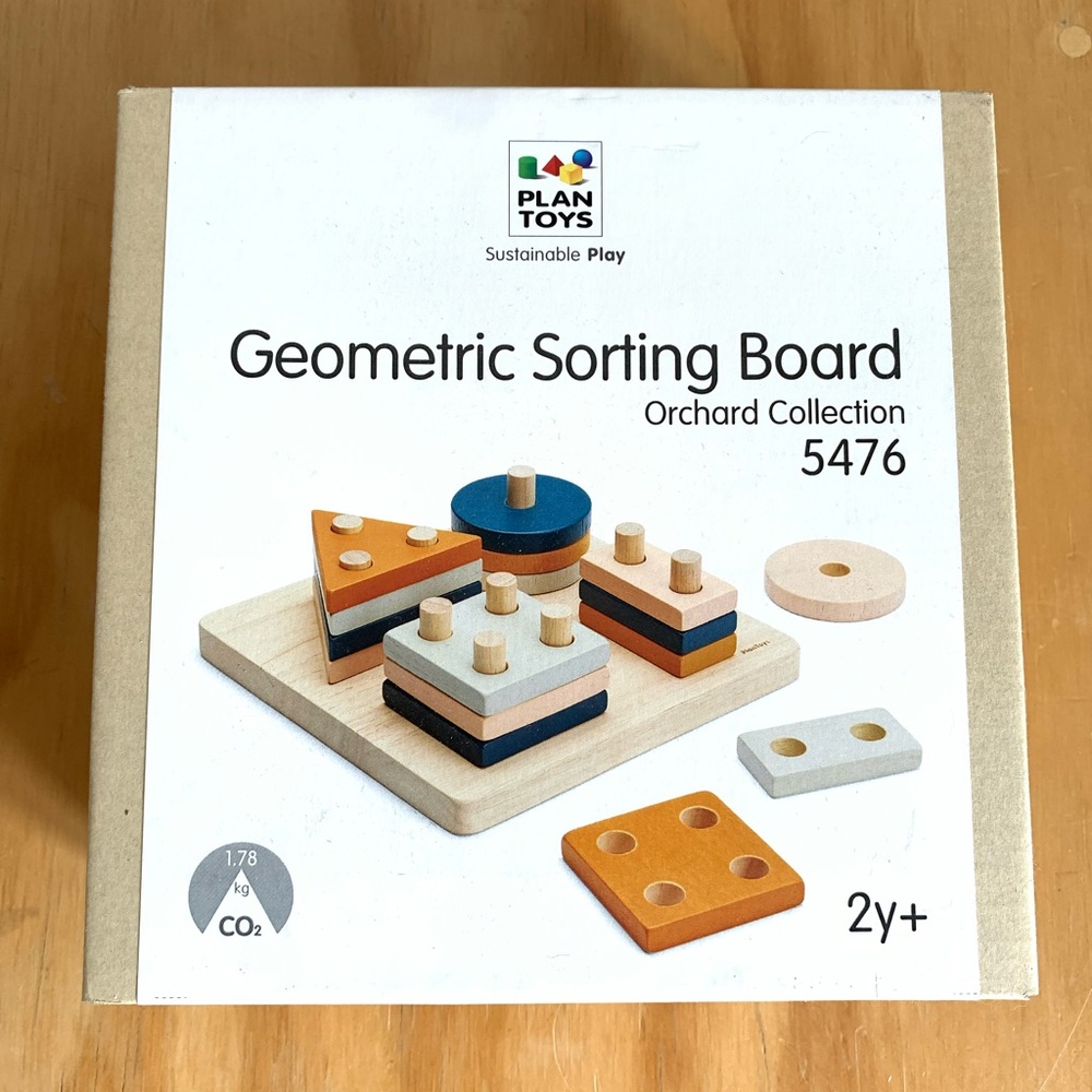 Plan Toys wood Geometric Sorting Board Orchard